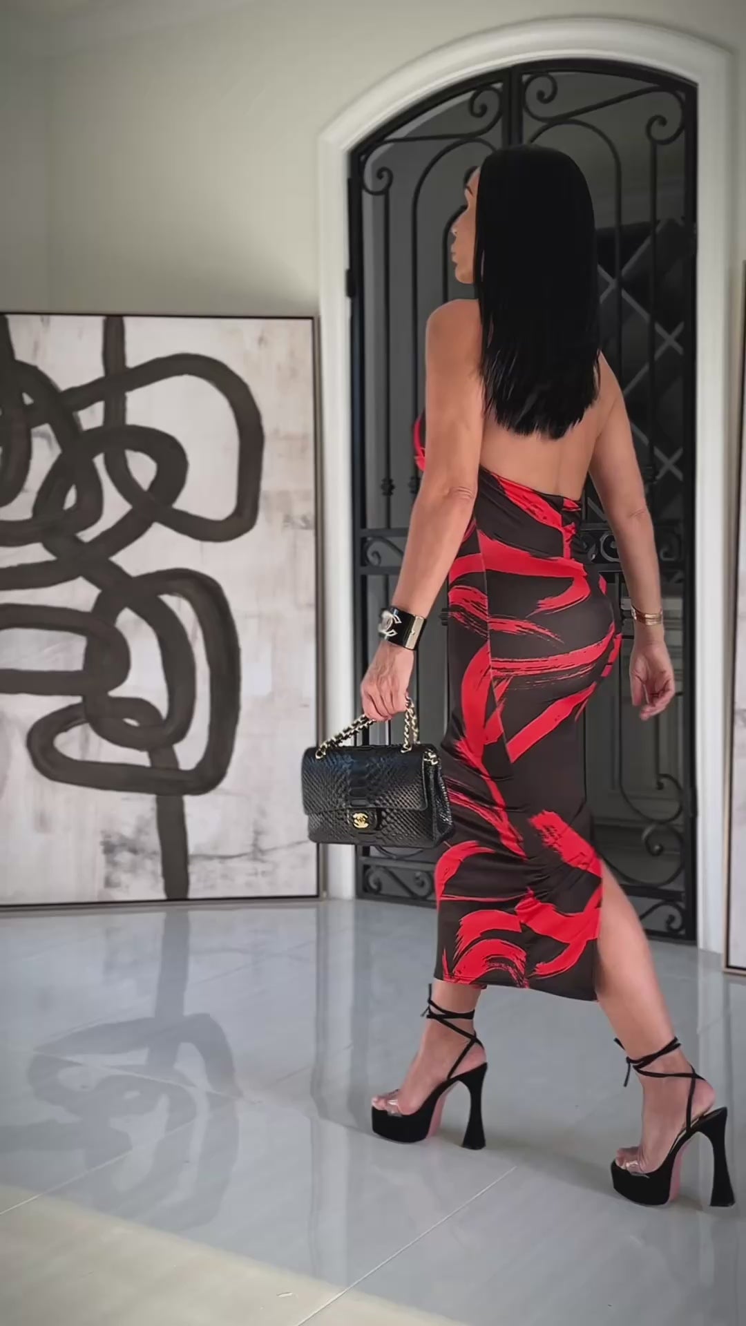 Bruno (Brown/Orange Midi Dress)