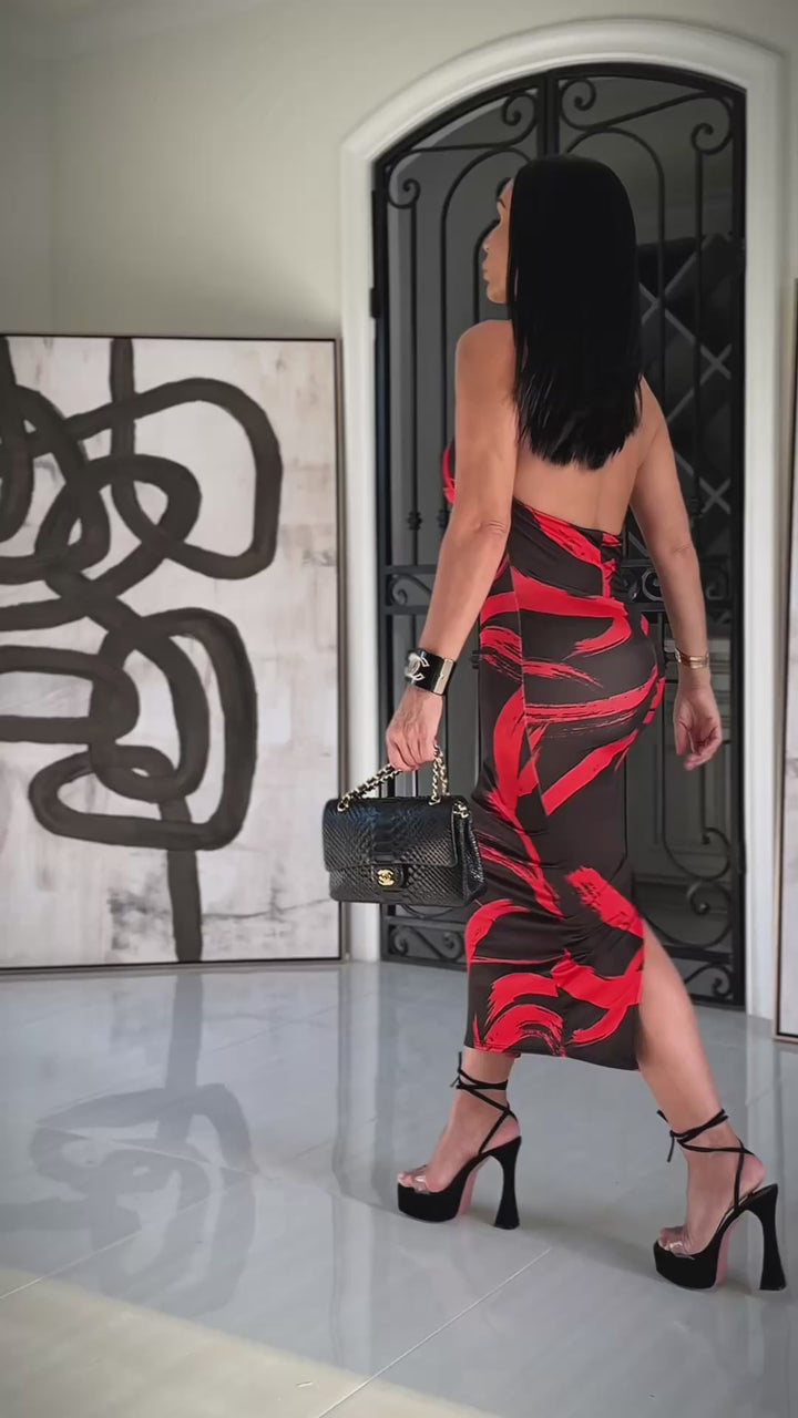 Bruno (Brown/Orange Midi Dress)