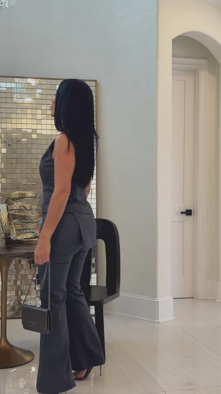 Rena (Charcoal Grey Pant Set)