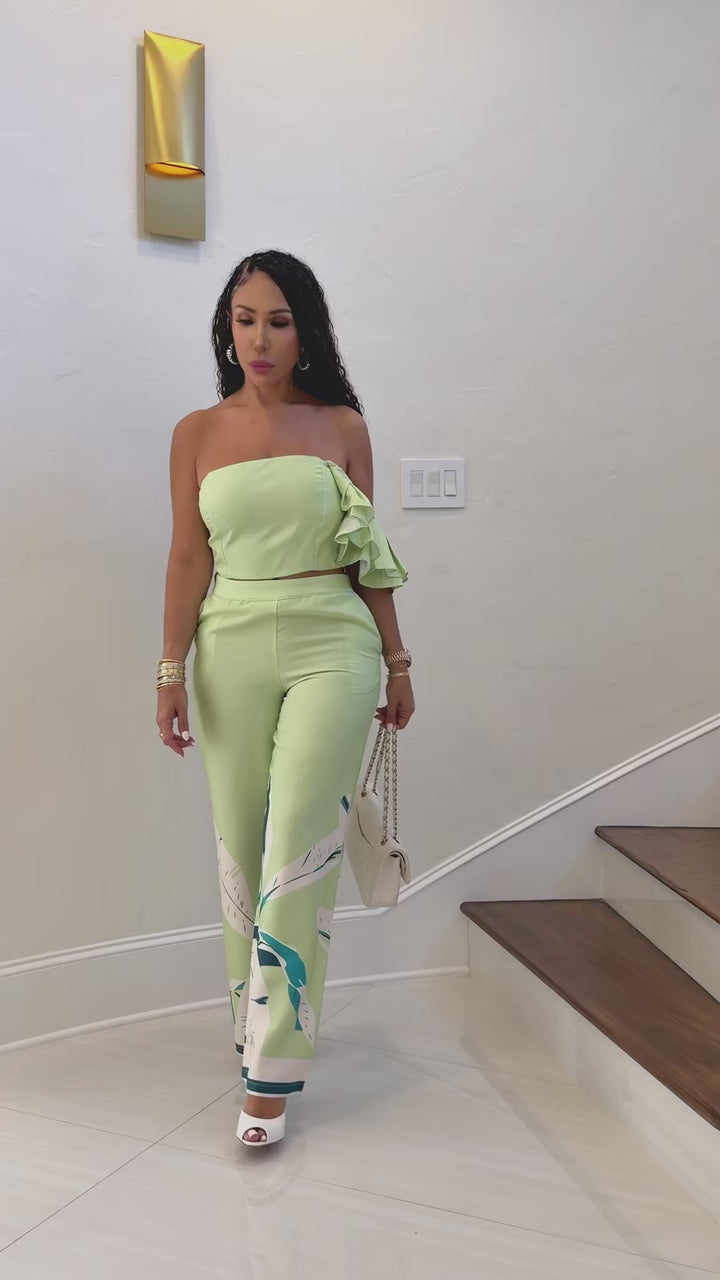 Devin (Sage One Shoulder Pant Set)