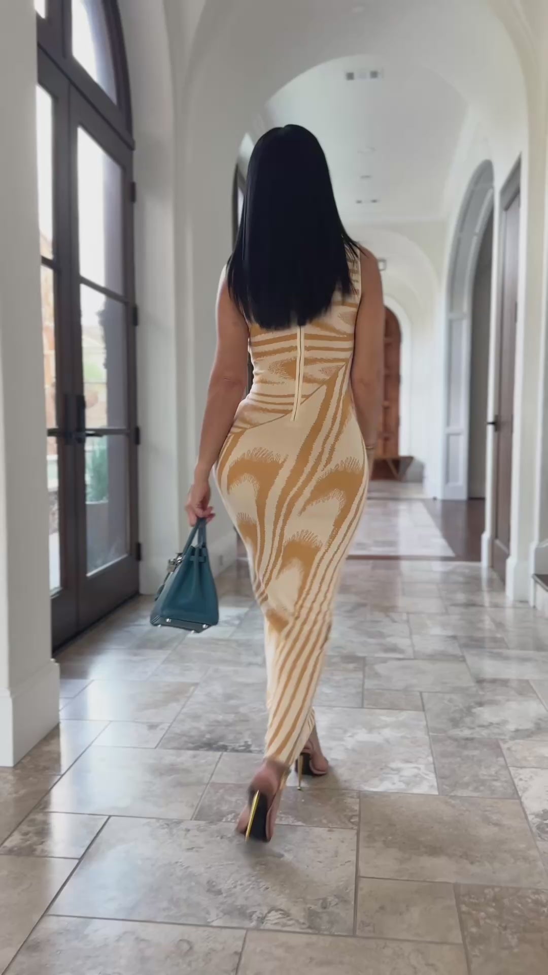 Claudina (Beige/Mustard Maxi Dress)