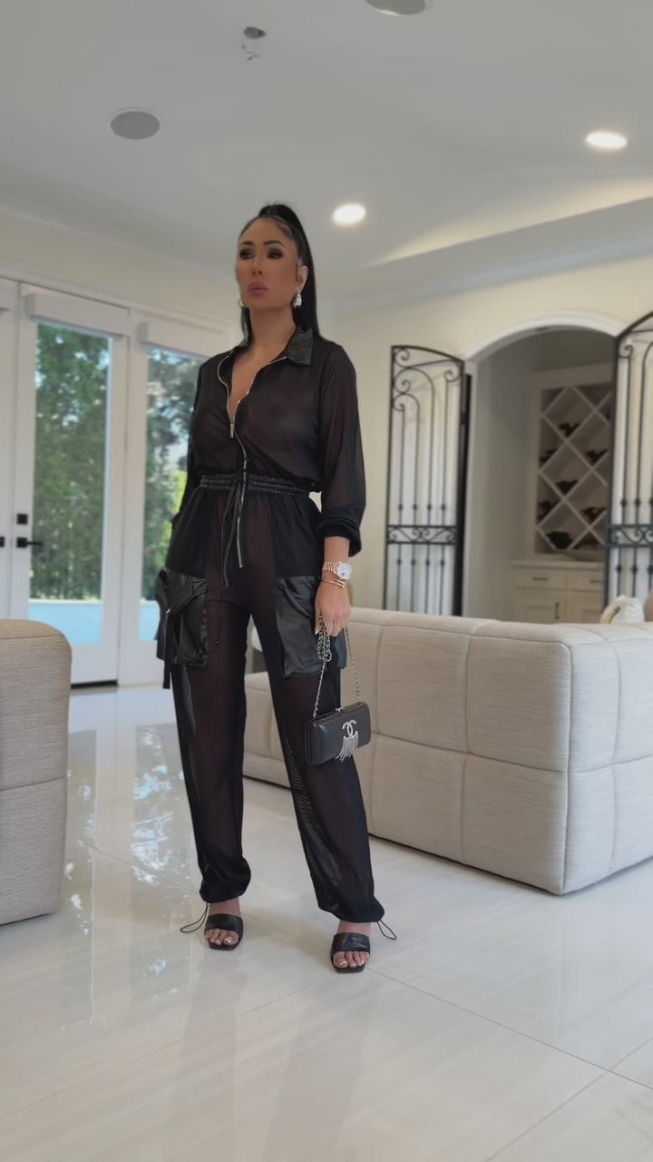 Carvana (Black Mesh Jumpsuit)