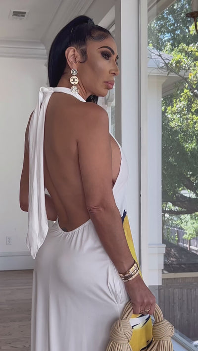 Sol (White/Yellow Maxi Dress)