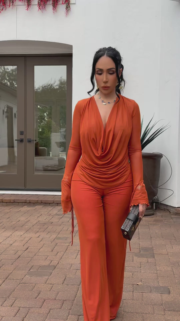 Patricia (Rust Flare Pant Set)