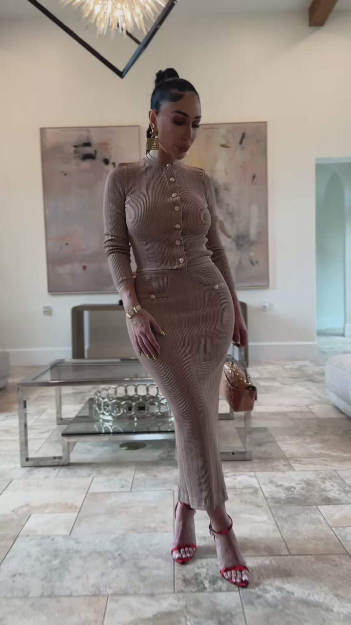 Ramala (Mocha Two Piece Skirt Set)