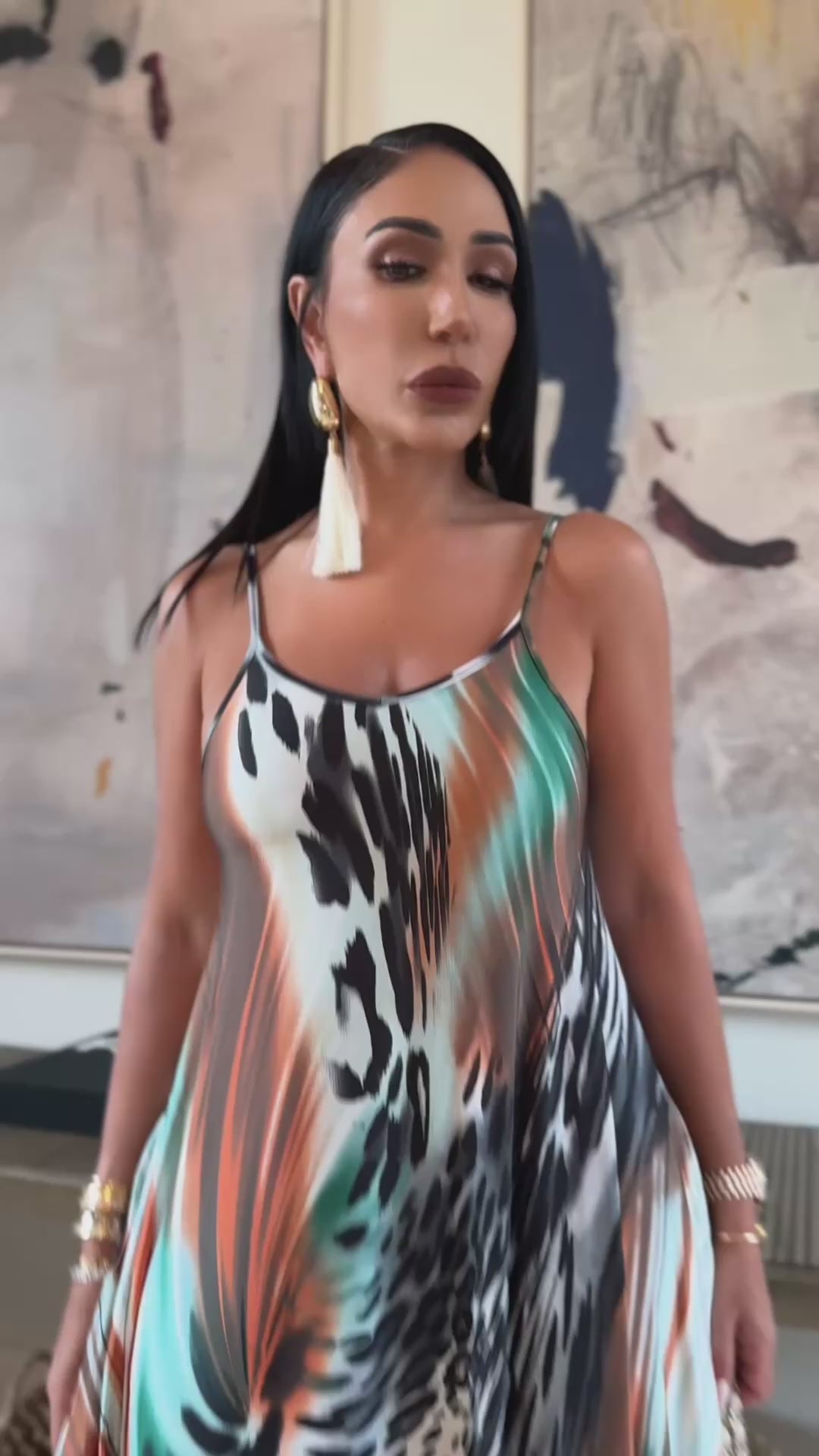 Jina (Teal/Leopard Maxi Dress)