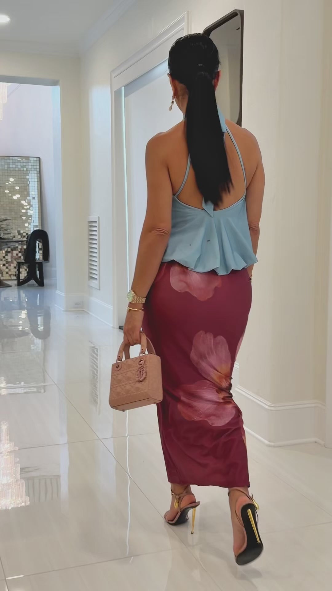 Tari (Wine/Blue Multicolor Maxi Dress)