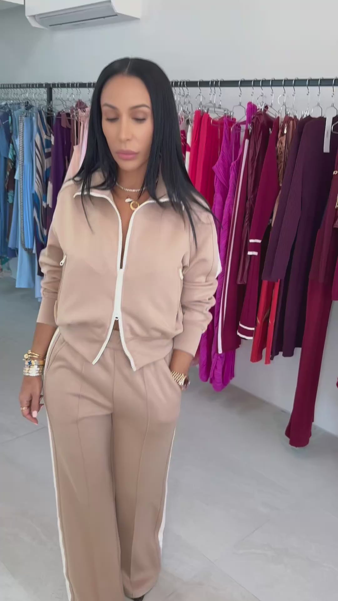 Meta (Beige/White Pant Set)