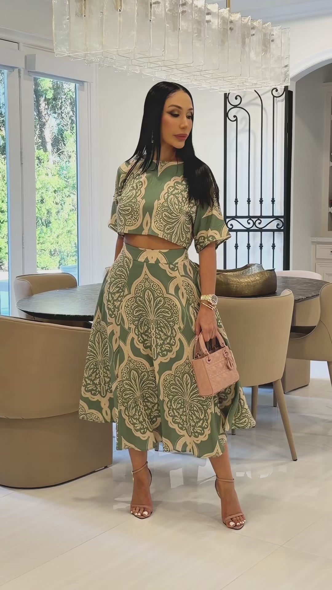 Koda (Olive Multicolor Skirt Set)