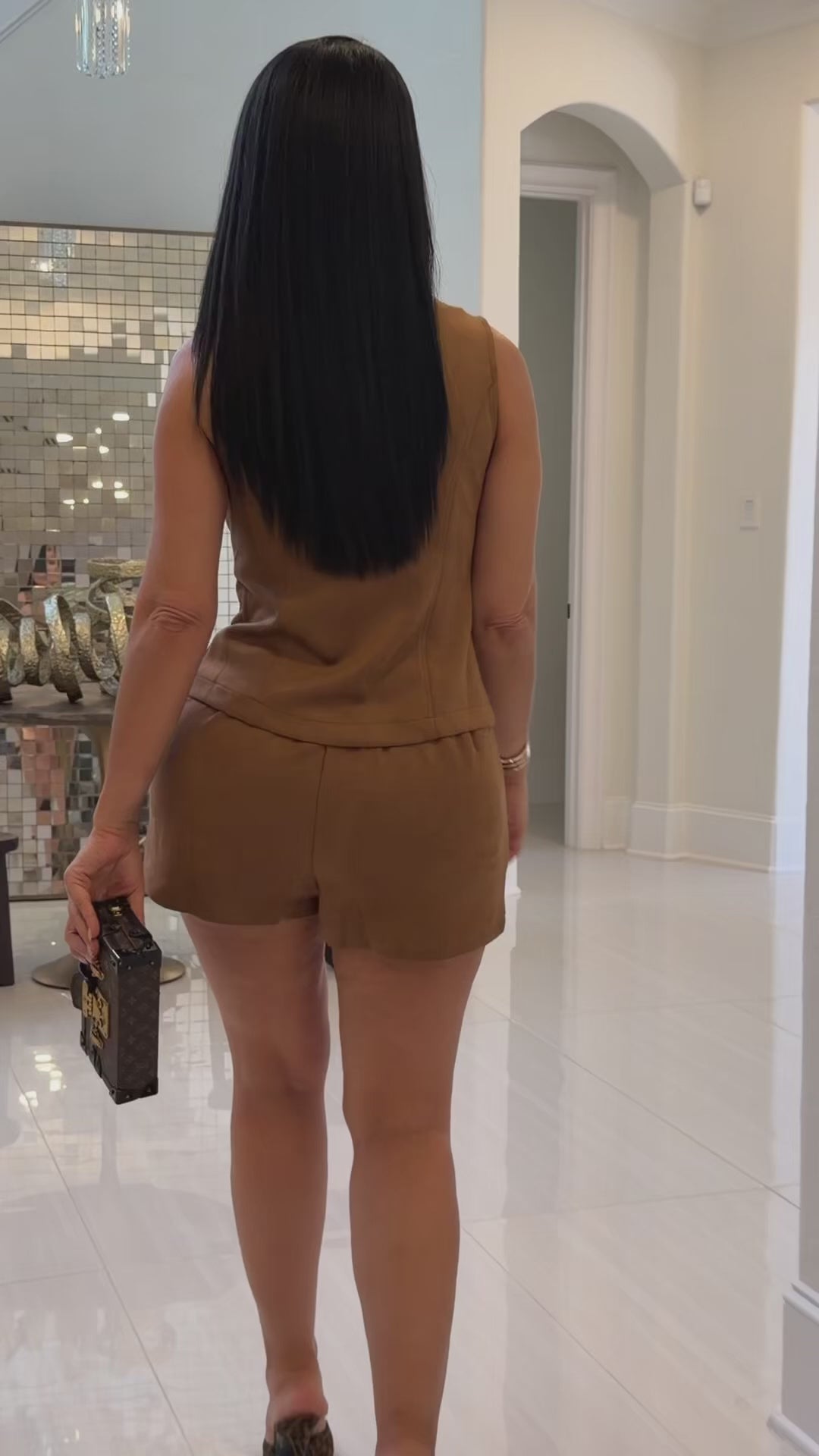 Codi (Camel Faux Suede Short Set)