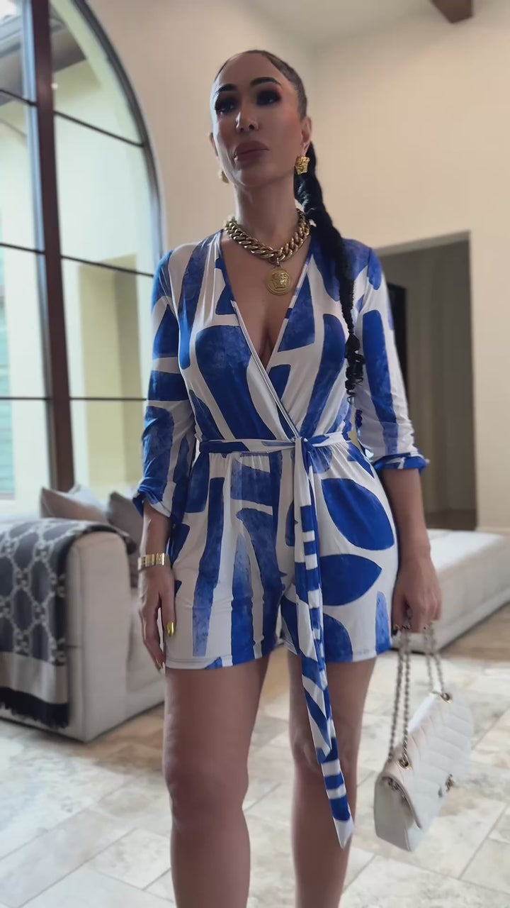 Loretta (Blue/White Romper)