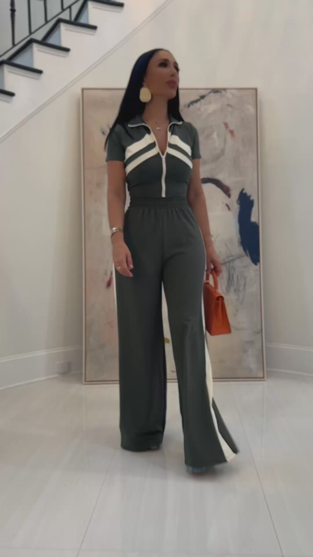 Solania (Hunter Green/Vanilla Pant Set)