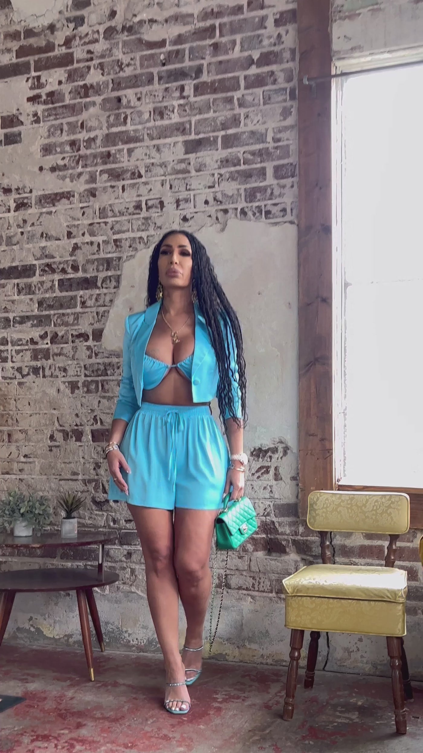 Laverne (Aqua Blue 2 Piece Shorts Set) ALL SALE ITEMS ARE A FINAL SALE NO EXCHANGE