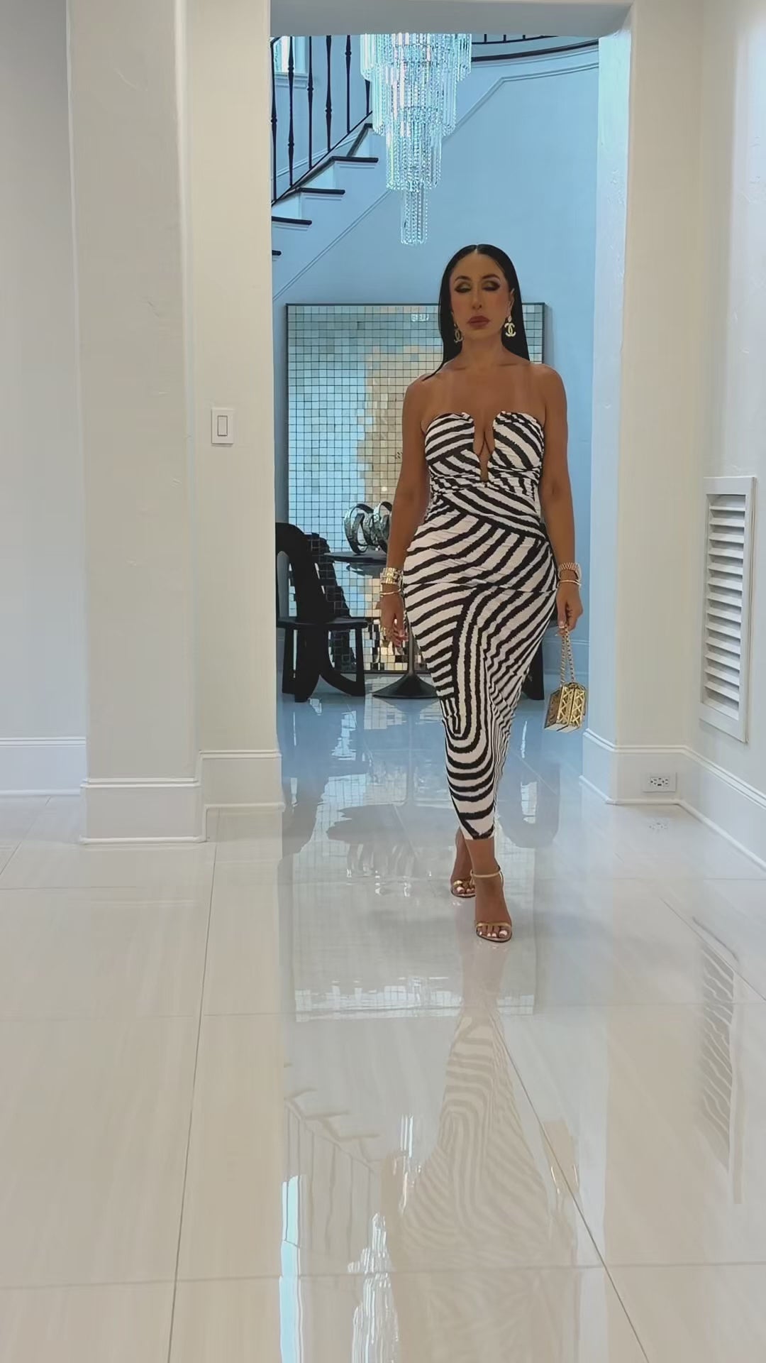 Breeze (Black/Cream Zebra Print Dress)