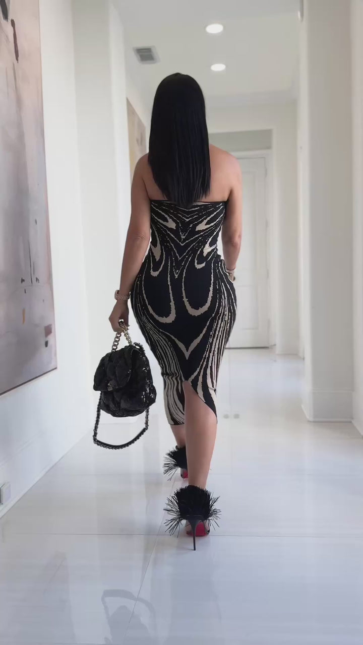 Geovani (Black/Taupe Midi Dress)