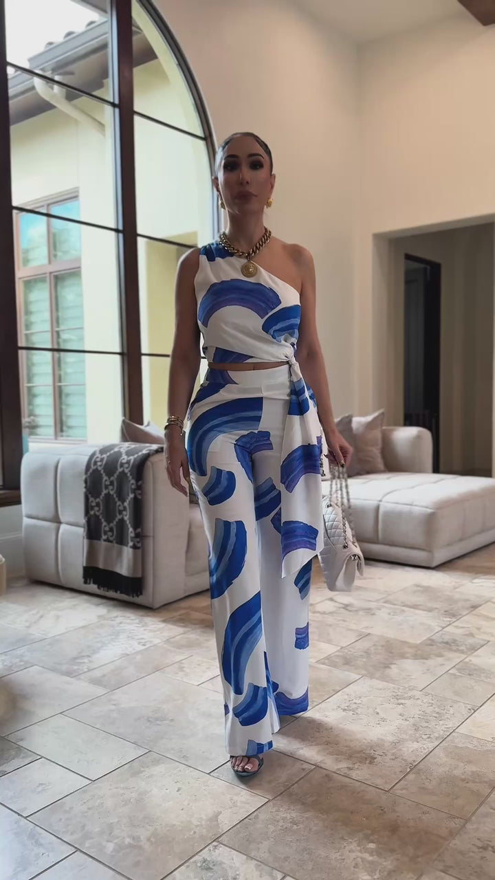 Janine (Blue/White Pants Set)