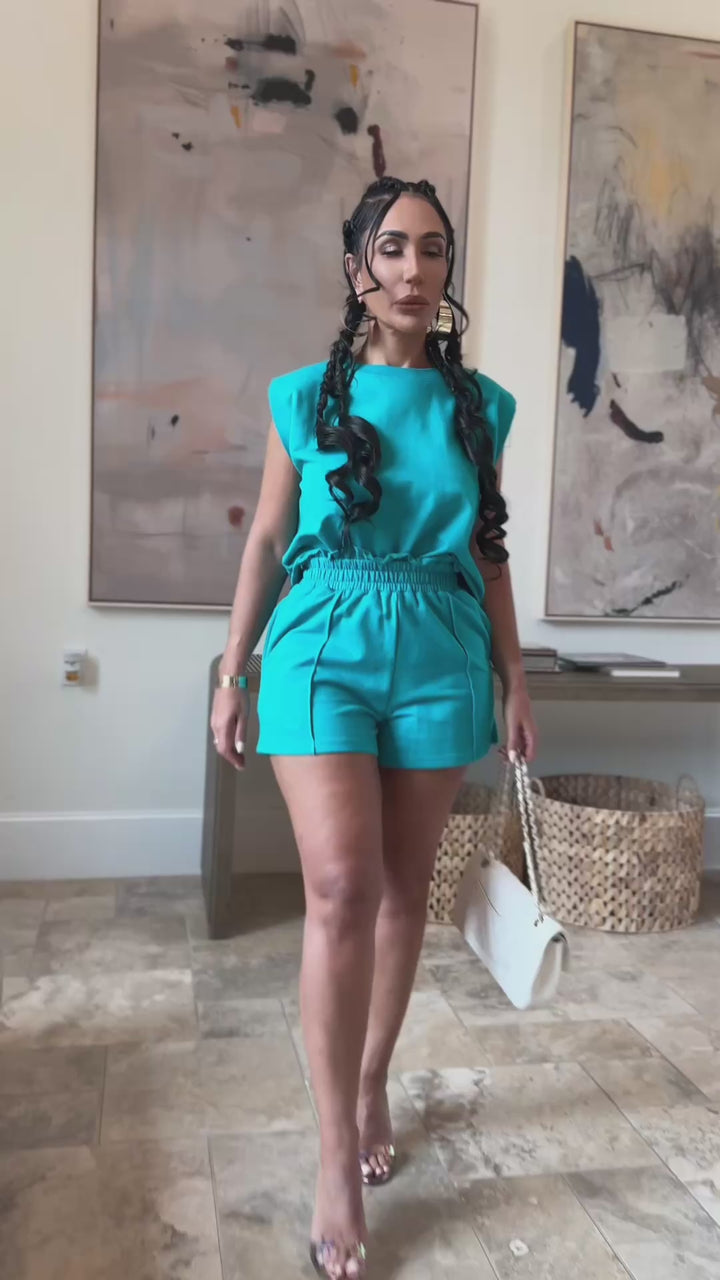 Finley (Teal Shorts Set)