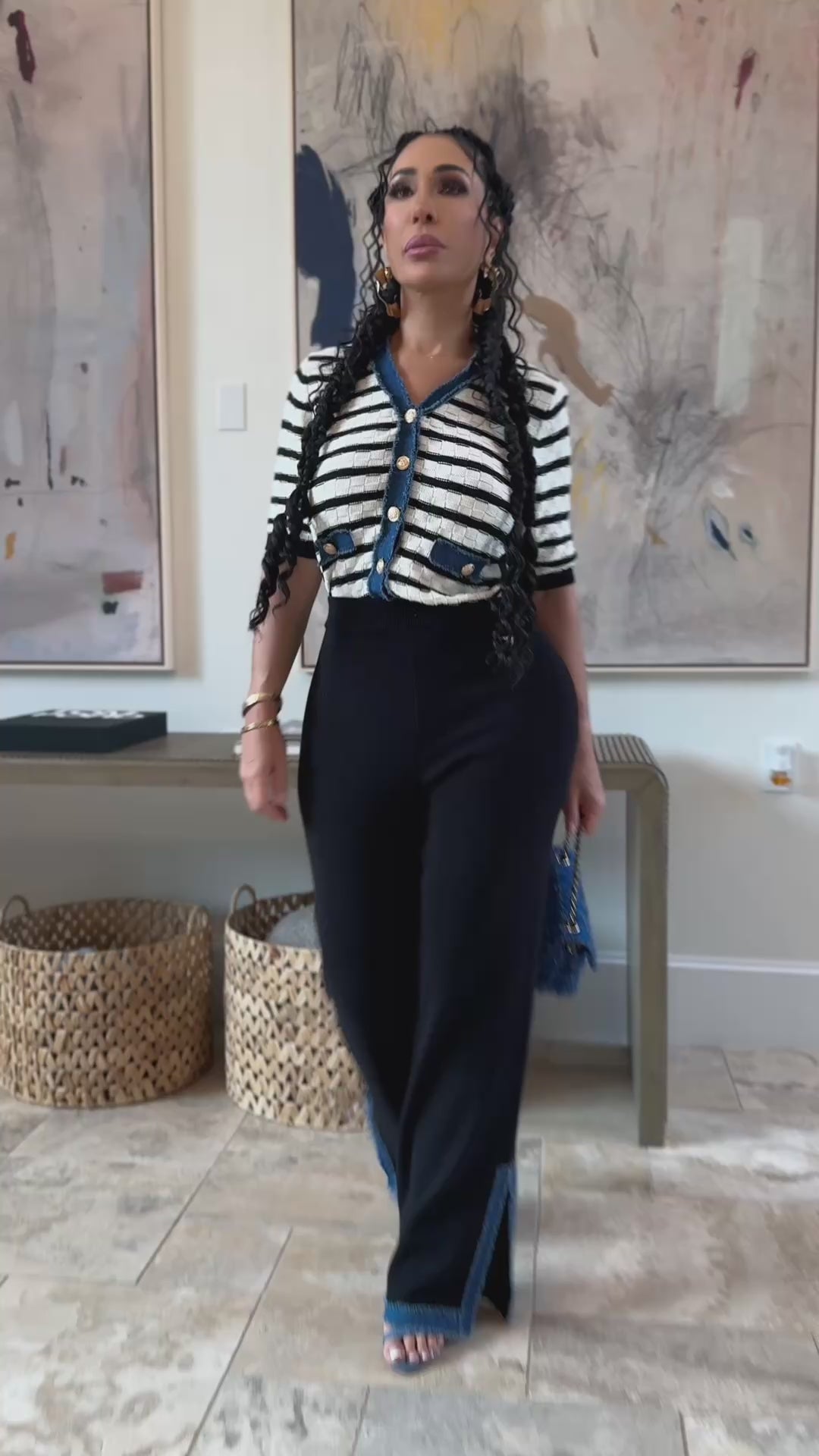 Hayami (Black/White Pants Set)