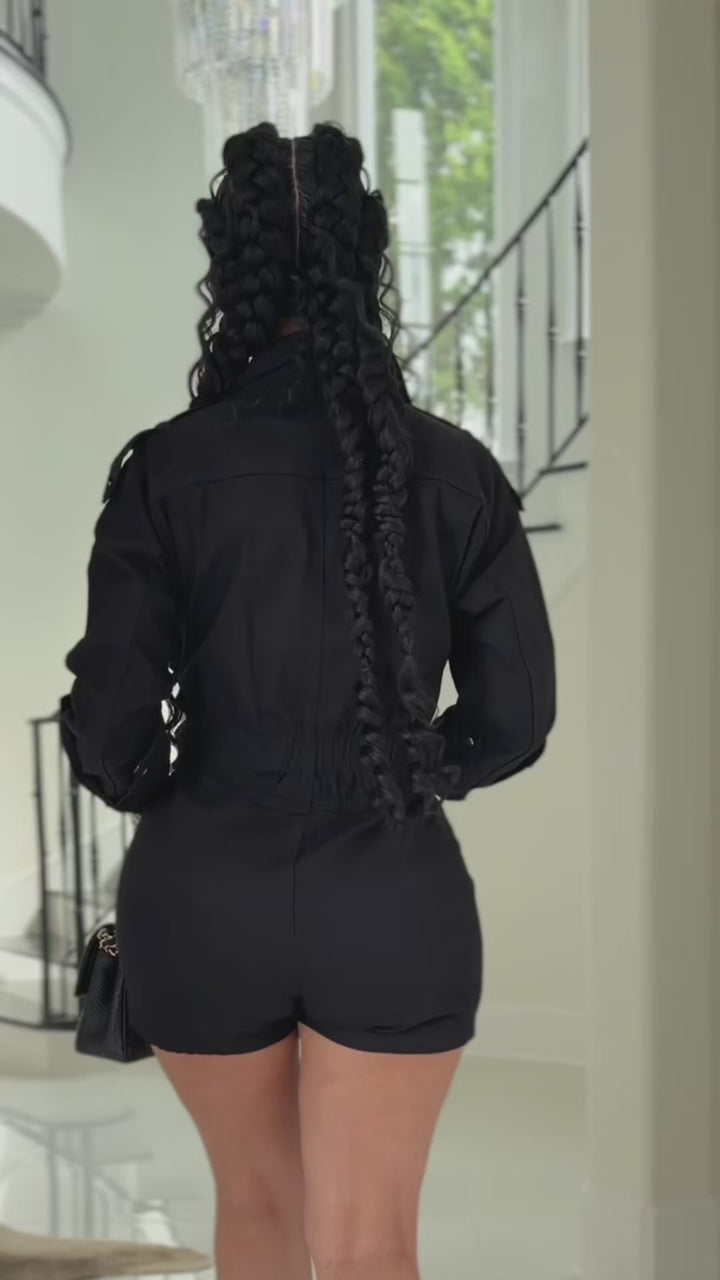 Tiramisu (Black Denim Romper)