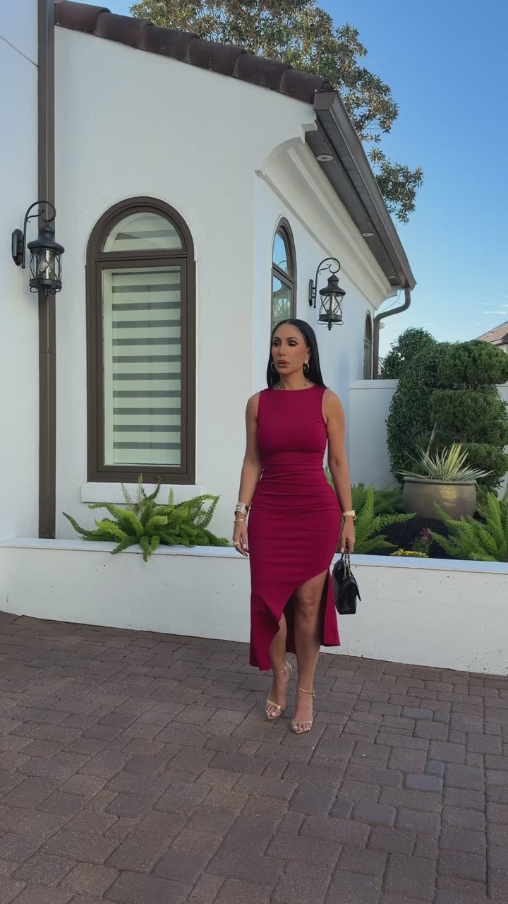 Oliver (Wine Midi Dress)