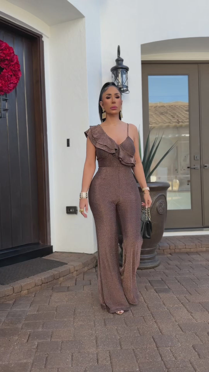 Meek (Metallic Brown Jumpsuit)