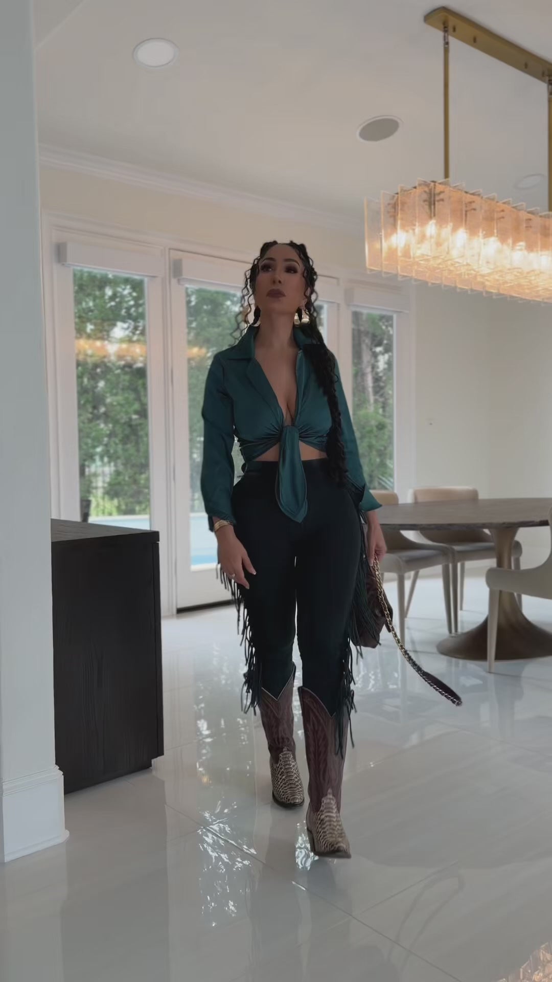 Alyse (Hunter Green Satin Top) ALL SALE ITEMS ARE A FINAL SALE NO EXCHANGE