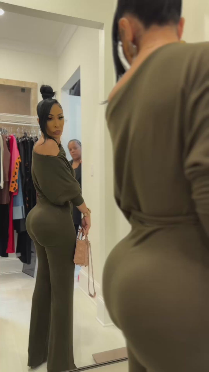 Yankee (Dark Olive Knit Jumpsuit)