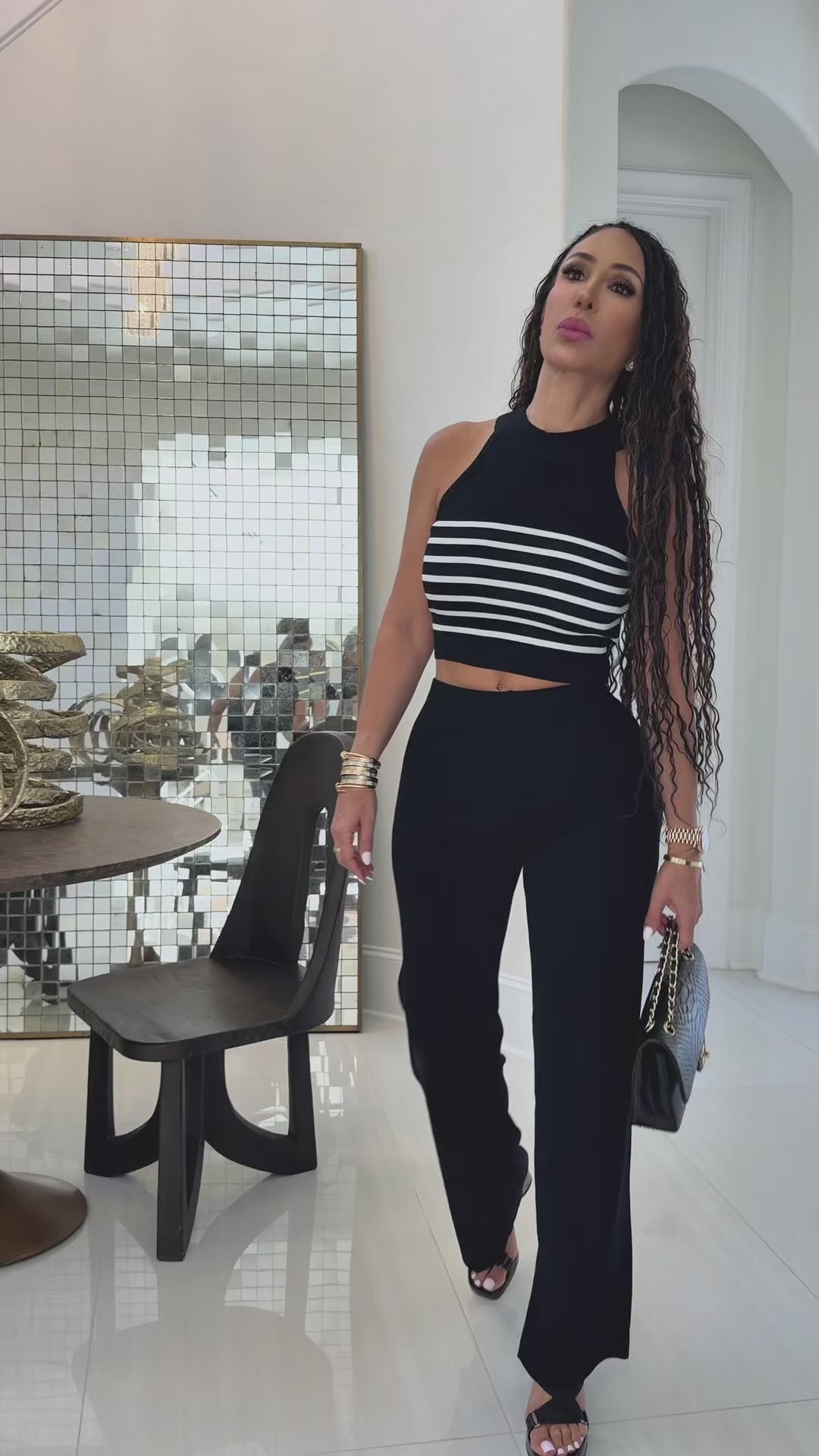 Drew (Black/White Pant Set)