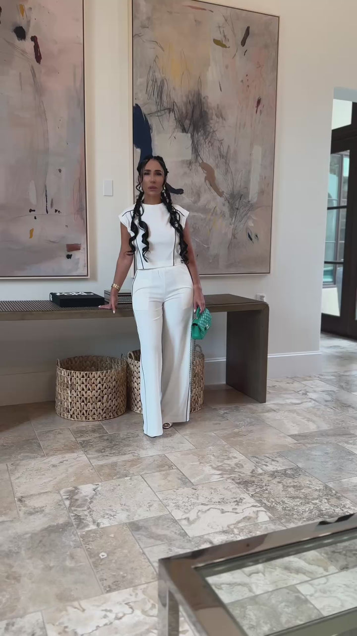 Jovie (White/Black Pants Set)