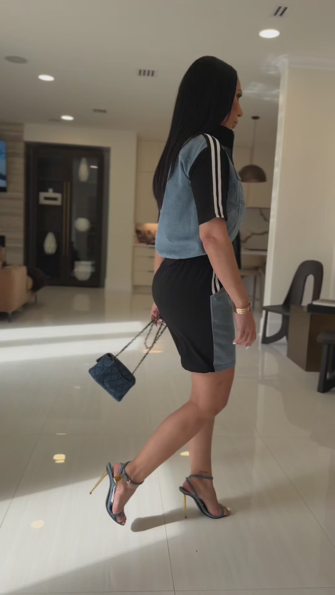 Sharp (Denim/Black Short Set)