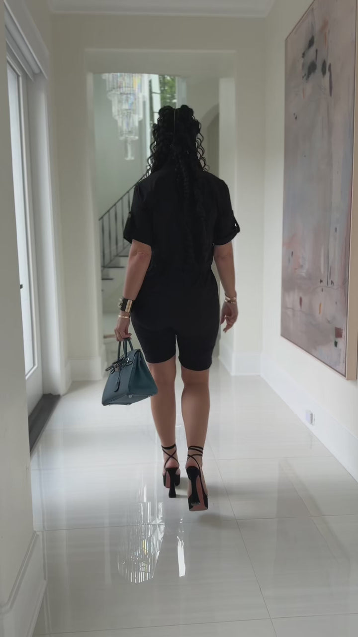 Tootsie (Black Denim Romper)