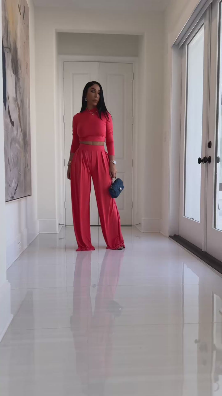 Aziel (Coral Dark Pant Set)