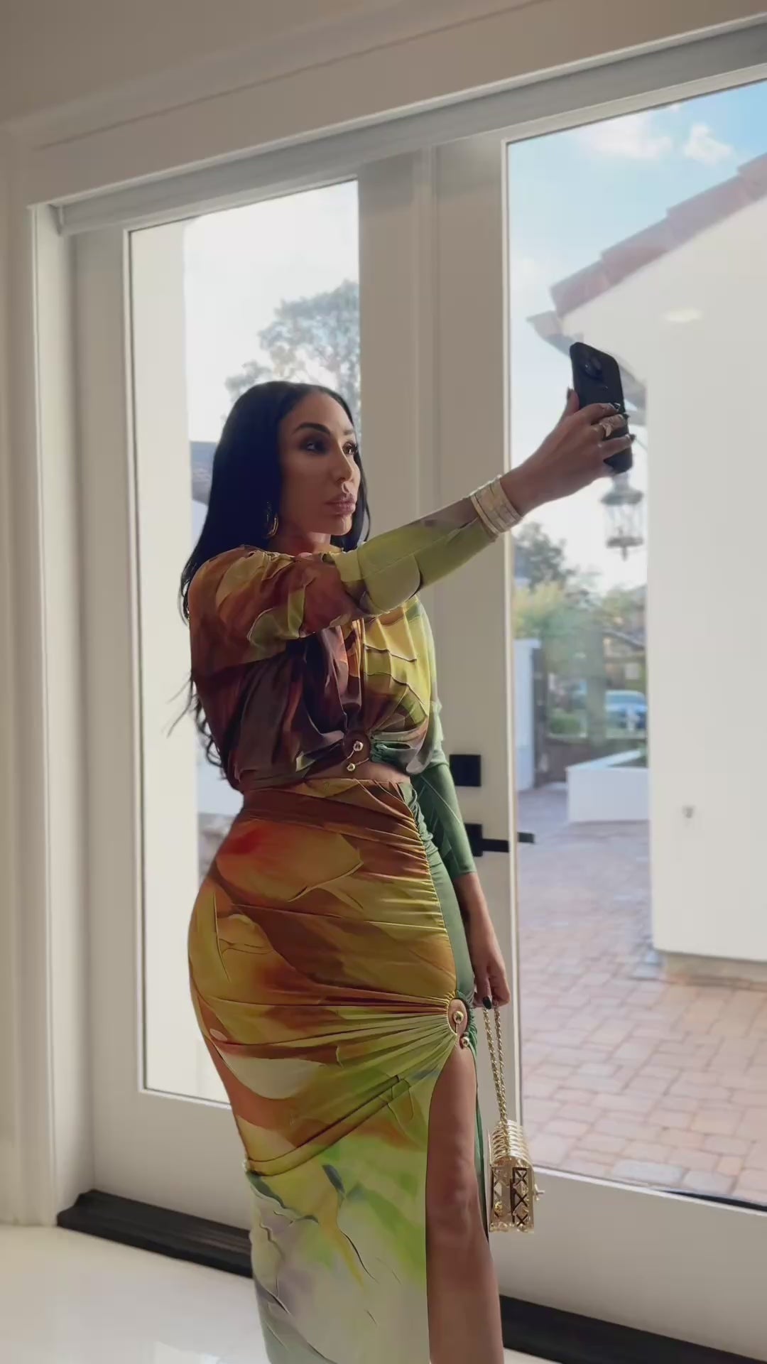 Mirko (Green Multi Color Skirt Set)