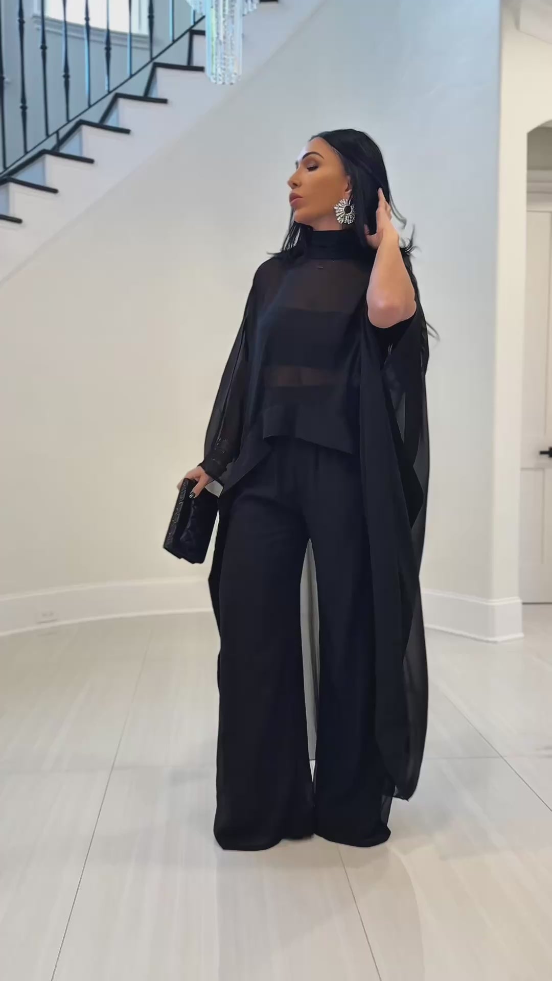 Pandora (Black Drape Pant Set)