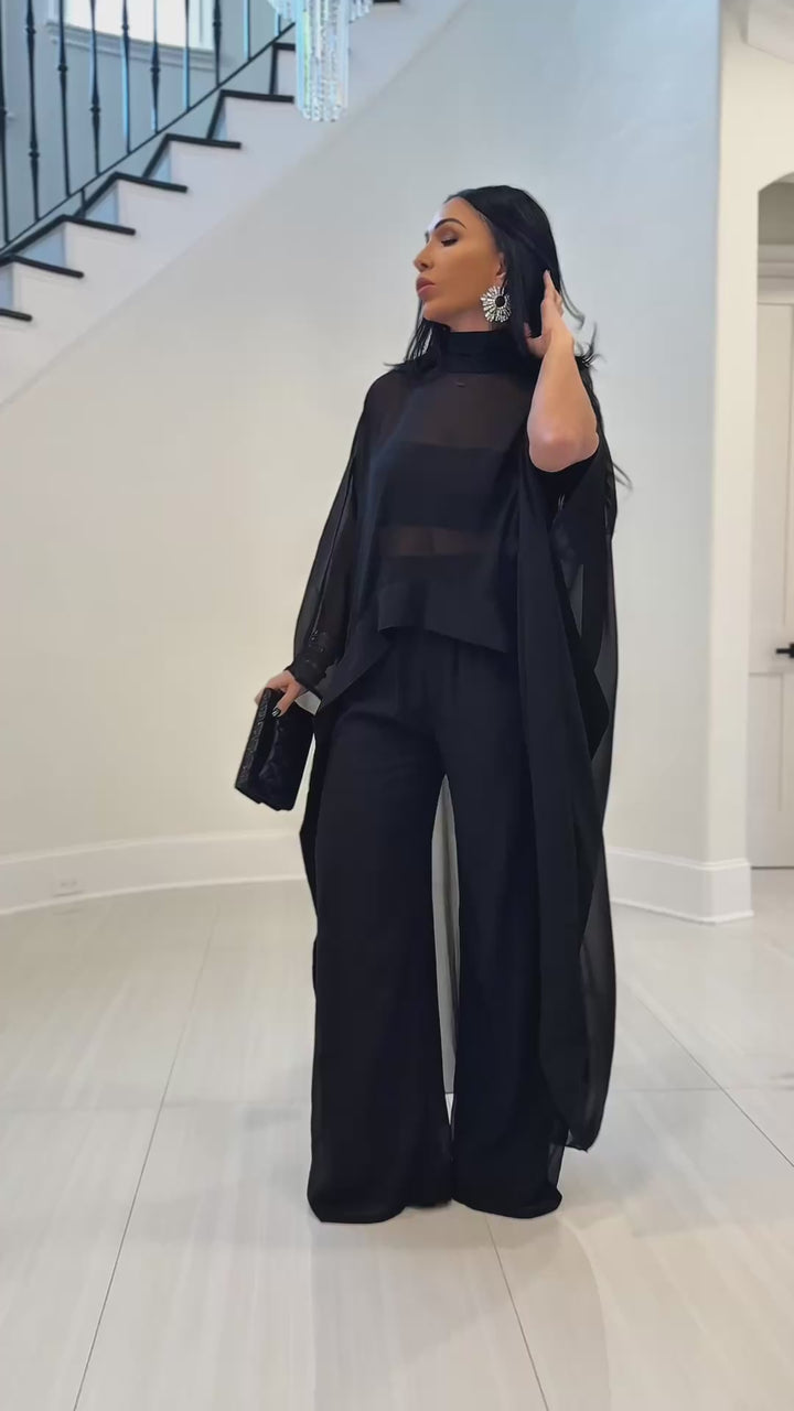 Pandora (Black Drape Pant Set)