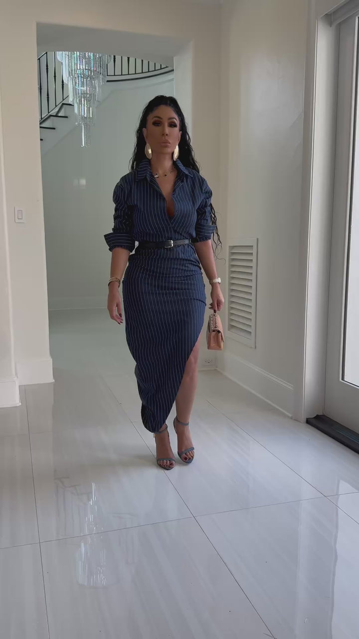 Vince (Navy Blue Pin Stripe Dress)