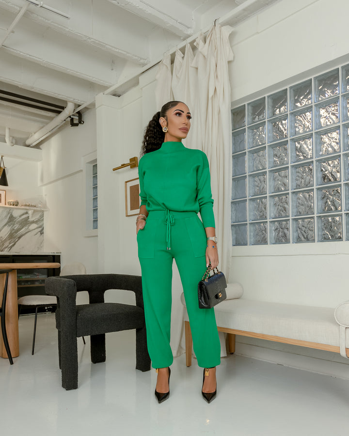 Amara (Kelly Green Two Piece Sweater Set)