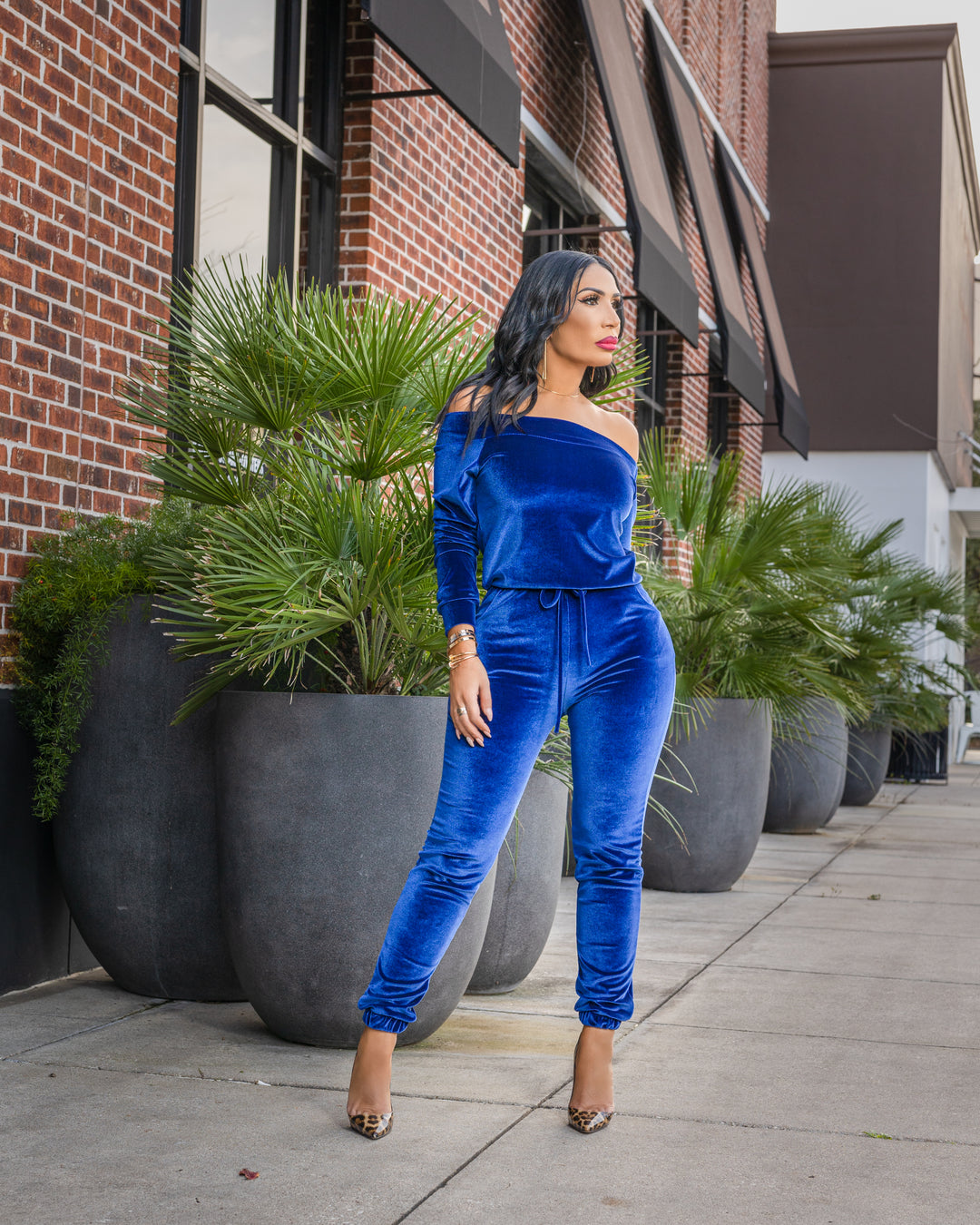 Dria (Royal Blue Velvet Jumpsuit)